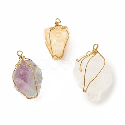 Rough Raw Natural Gemstone Pendants PALLOY-JF01450-1