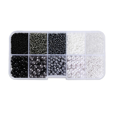 DIY 10 Grids ABS Plastic & Glass Seed Beads Jewelry Making Finding Beads Kits DIY-G119-01F-1