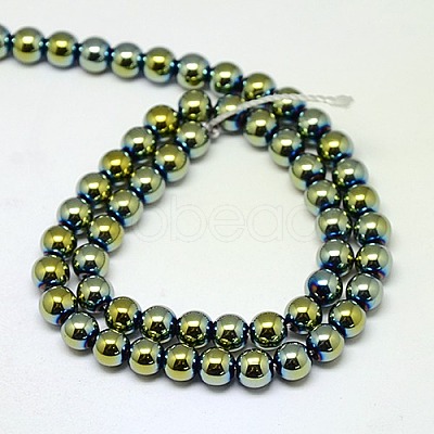 Electroplate Non-magnetic Synthetic Hematite Beads Strands G-J169A-6mm-06-1