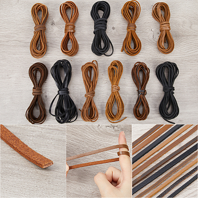 Gorgecraft Flat Cowhide Leather Jewelry Cord LC-GF0001-10A-02-1