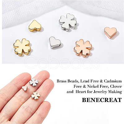 BENECREAT 30Pcs 6 Style Brass Beads KK-BC0007-62-1