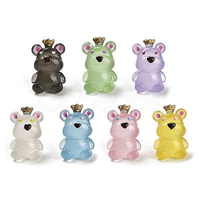 Crown Bear Luminous Resin Display Decorations DJEW-M010-01-1