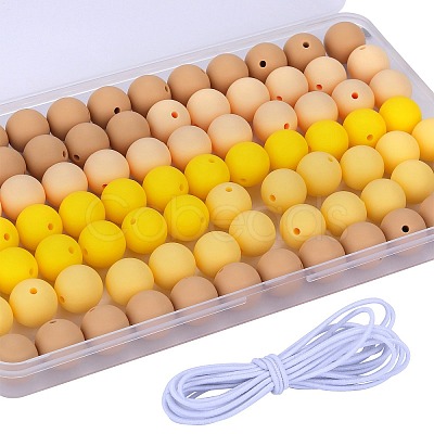 80Pcs 4 Style Round Silicone Focal Beads SIL-SZ0001-22F-1