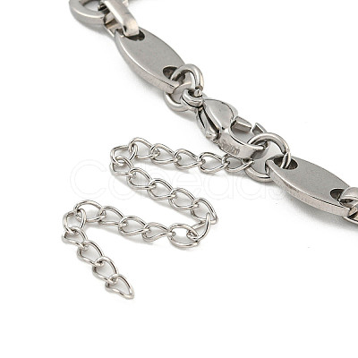 Non-Tarnish 304 Stainless Steel Dumbbell & Oval Link Chains Bracelets for Men & Women BJEW-D042-11P-1