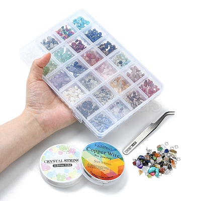 DIY Gemstone Bracelet Necklace Making Kit DIY-YW0006-40-1