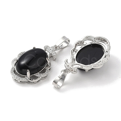 Natural Obsidian Oval Pendants G-NH0025-15P-09-1