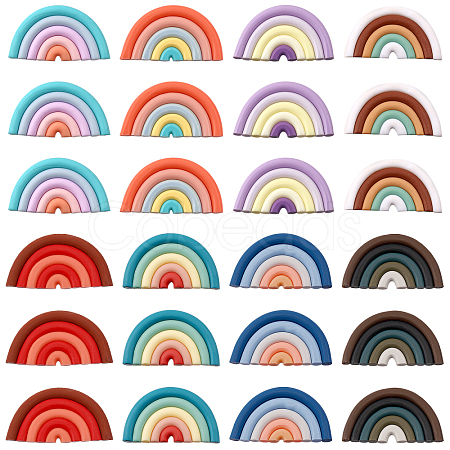 CHGCRAFT 24Pcs 8 Colors Handmade Polymer Clay Rainbow Cabochons CLAY-CA0001-19-1