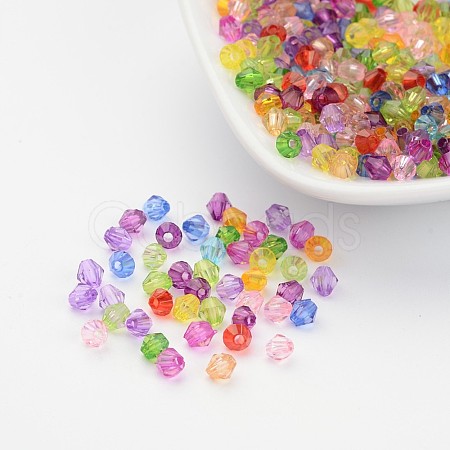 Mixed Color Chunky Dyed Transparent Acrylic Faceted Bicone Spacer Beads for Kids Jewelry X-DBB4mm-1