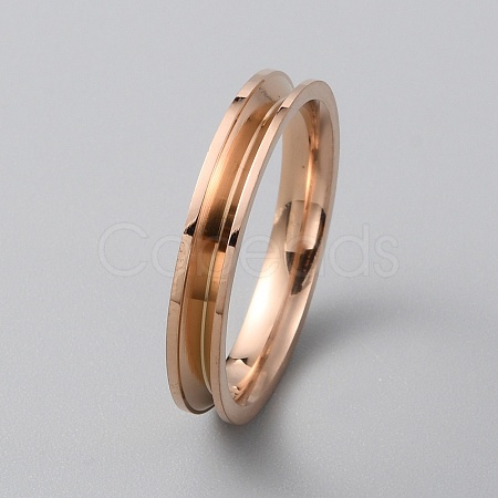 Titanium Steel Grooved Finger Ring Settings RJEW-WH0012-11F-1