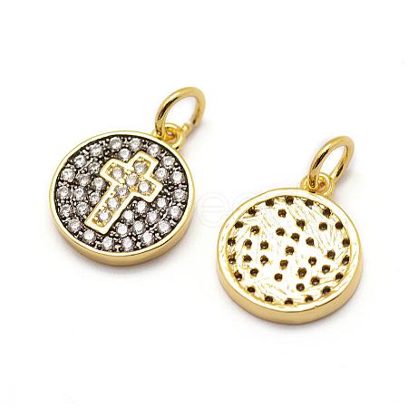 Brass Micro Pave AAA Cubic Zirconia Charms ZIRC-G100-11G-NR-1