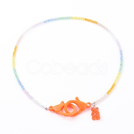 Rainbow Personalized Electroplate Glass Beaded Necklaces NJEW-JN03410-01-1