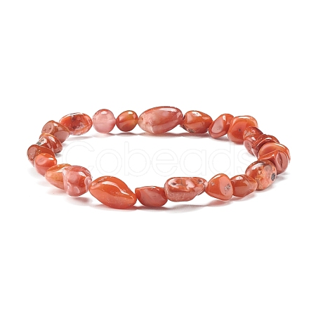 Natural Red Jasper Nuggets Beads Stretch Bracelet for Her BJEW-JB06951-08-1