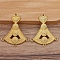 Alloy Chandelier Componement Links, Triangle with Heart, Golden, 16x10mm