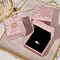 Velvet Jewelry Couple Rings Gift Boxes, Rectangle with Cameo Women, Pink, 7.5x7x3.5cm