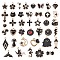 80Pcs 40 Style Alloy Enamel Pendants, with ABS Plastic Imitation Pearl and Crystal Rhinestone, Mixed Shapes, Light Gold, Black, 2pcs/style