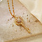 Fashionable Brass Inlaid Zircon Rotating Key Pendant Necklaces, Golden, 15.75 inch(40cm)