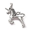 Tibetan Style Alloy Pendants, Cadmium Free & Lead Free, Unicorn, Antique Silver, 49.5x35x8.5mm, Hole: 4.5x8mm