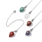 Natural & Synthetic Mixed Gemstone Pointed Dowsing Pendulums, with 304 Stainless Steel Cable Chains, Teardrop, 230mm, Pendants: 25x16mm