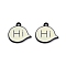 Alloy Enamel Charms, Cadmium Free & Lead Free, Dialog Box with Word Hi Charm, Beige, 14.5x15x1.5mm, Hole: 1.6mm