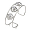 Non-Tarnish 304 Stainless Steel Wide Textured Open Cuff Bangles, Nuggets, 2-1/2~2-3/4 inch(6.5~7cm)x1-7/8 inch(4.7cm)