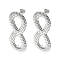 Non-Tarnish 304 Stainless Steel Stud Earring Findings, with Loop, Infinity, 48x22.5mm, Hole: 3.5mm, Pin: 10.5x0.5mm