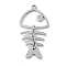 Non-Tarnish 304 Stainless Steel Pendants, Laser Cut, Fishbone Charm, Stainless Steel Color, 40x19.5x1mm, Hole: 1.5mm