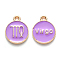 Alloy Enamel Pendants, Cadmium Free & Lead Free, Flat Round with Constellation, Light Gold, Medium Purple, Virgo, 15x12x2mm, Hole: 1.5mm