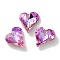 Glass Rhinestone Cabochons, Point Back & Back Plated, Faceted, Heart, Fuchsia, 13x12x5mm