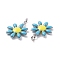 304 Stainless Steel Charms, with Enamel, Stainless Steel Color, Flower, Deep Sky Blue, 10x7.5x2mm, Hole: 1mm