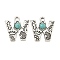 Synthetic Turquoise & Alloy Pendants, Letter Charms, Antique Silver, Letter W, 25x23x5mm, Hole: 3mm