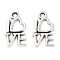 Valentine Gifts Ideas Tibetan Style Alloy Pendants, Lead Free and Cadmium Free, Heart with Love, Antique Silver, 14.5x8mm, Hole: 1mm