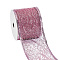 Glitter Polyester Satin Ribbon, Christmas Ribbon for Wedding, Gift Wrapping, Bow Making, Pink, 63mm, 10yards/roll