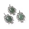 Natural Green Aventurine Big Pendants, Teardrop Charms, with Rack Plating Platinum Tone Brass Findings, 56x37x8mm, Hole: 7x4.5mm