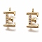 Brass Micro Pave Clear Cubic Zirconia Charms, Cadmium Free & Lead Free, Long-Lasting Plated, Alphabet, Letter.E, 11x6.5x3mm, Hole: 1.4mm