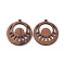 Walnut Wood Laser Cut Pendants, Hollow Charms, Undyed, Flat Round, 33x30x2.5mm, Hole: 1.5mm