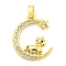 Brass Micro Pave Clear Cubic Zirconia Pendant, The 12 Chinese Zodiac, Horse, 21x16.5x2.5mm, Hole: 5x2.8mm