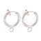 Brass Clip-on Hoop Earring Findings, for Non-pierced Ears, Lead Free & Cadmium Free, Silver Color Plated, 15.5x11x1.5~4.5mm, Hole: 1.8mm