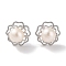 Anti-Tarnish Sterling Silver Stud Earrings, with Natural Pearl, Jewely for Women, Flower, Platinum, 13x13mm