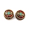 Handmade Indonesia Beads, with Brass and Resin, Flat Round, Red, 20x10mm, Hole: 1.8mm