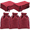 Beebeecraft Polyester Imitation Burlap Packing Pouches Drawstring Bags, for Christmas, Wedding Party and DIY Craft Packing, Dark Red, 14x10cm, 16pcs/set