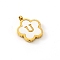 Golden Tone Stainless Steel Pave White Shell Letter Flower Charms, Letter U, 13mm