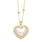 Plastic Pendant Necklaces, with Brass Micro Pave Cubic Zirconia Finding, Heart, Golden, 17.72 inch(45cm)