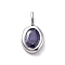 925 Sterling Silver Cubic Zirconia Oval Charms, Birthstone Charms with 925 Stamp, Silver Color Plated, Medium Purple, 14.5x8x3mm, Hole: 3.5x2mm