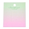 Gradient Color Rectangle Paper Hair Clip Display Cards with Hanging Hole, Pale Green, 8x7x0.04cm, Hole: 0.8cm