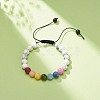 Natural Howlite & Mixed Stone Round Braided Bead Bracelet for Women BJEW-JB08385-02-2