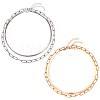 ANATTASOUL 4Pcs 4 Style Alloy Paperclip & Herringbone Chain Necklaces Set NJEW-AN0001-09-1