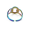Rainbow Color 304 Stainless Steel Interlocking Ring Cuff Ring RJEW-N038-042M-2