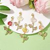 5Pcs 5 Colors Rose Glass Pendant Decorations HJEW-JM01915-2