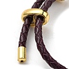 Brass Column Bar Link Bracelet with Leather Cords BJEW-G675-05G-08-3