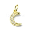 Moon Theme Brass Micro Pave Clear Cubic Zirconia Charms KK-H475-57G-11-1